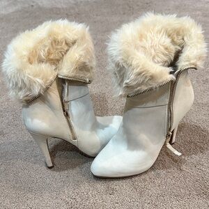 Jennifer Lopez Cream Fur Heeled Boots